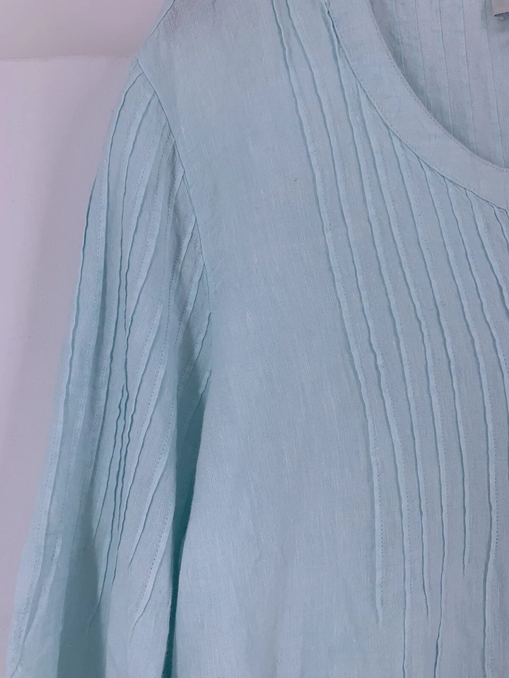 NUEVO CON ETIQUETAS Túnica Vineyard Vines Mujer Grande Azul Lino Botón Cubierta Frontal $148 Foto 3 de 4