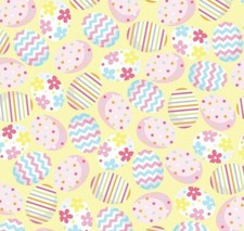 Benartex Yellow Eggs-stra Special Cotton Fabric Easter Spring Hippity Hoppity