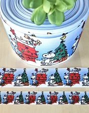 7/8, 1.5 & 3" (1 YD) Snoopy Christmas Grosgrain Ribbon Woodstock Beagle