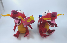 Disney Store Mulan Mushu 9" Red Dragon Bean Bag NO SOUNDS Set Lot of 2 Movie