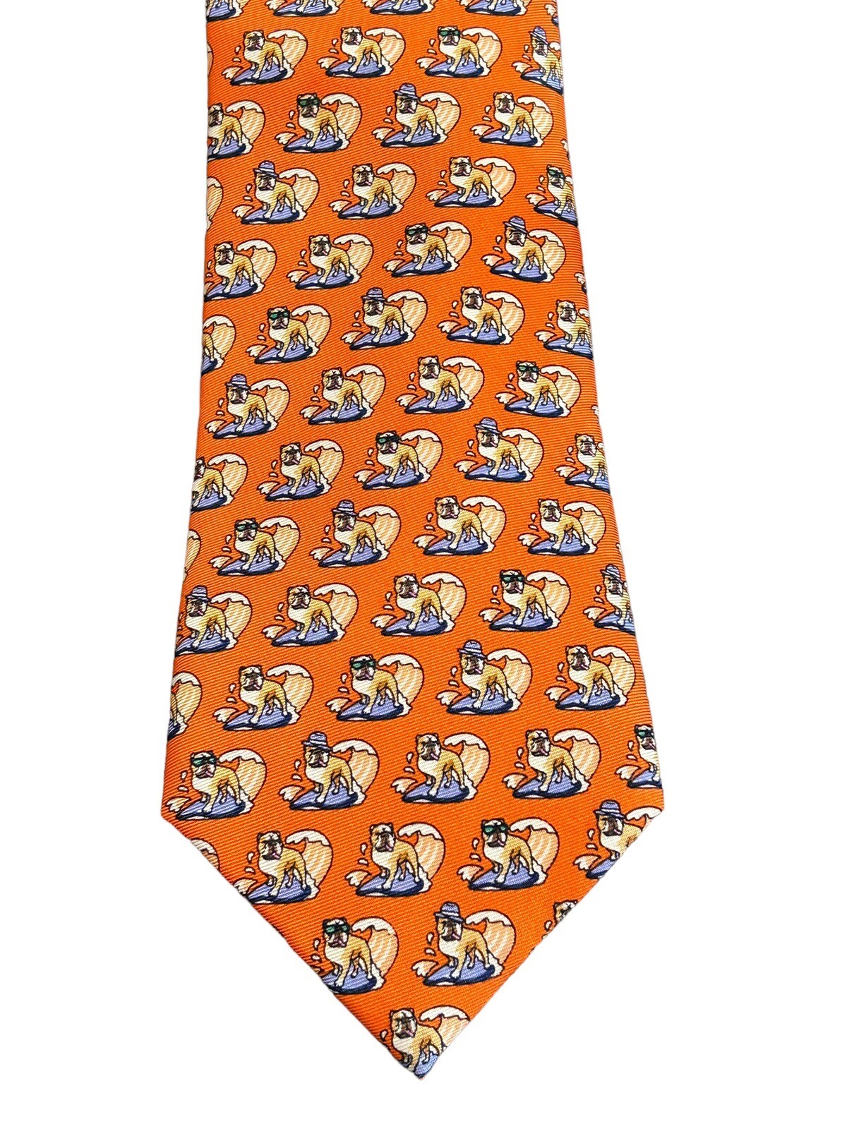 Tommy Hilfiger Men’s Orange Silk Tie Surfing Bulldogs