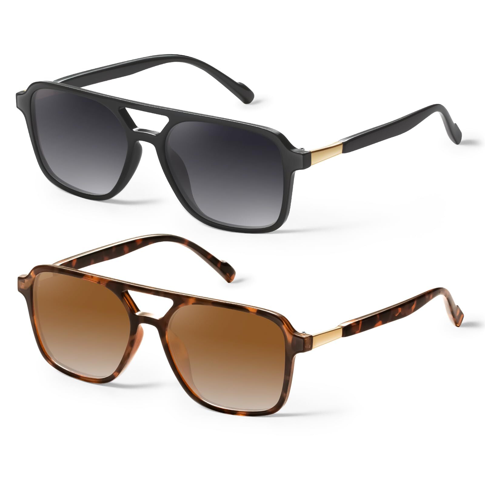Retro Aviator Sunglasses for Women Men Square Frame Rectangle Trendy Sun Glasses-image