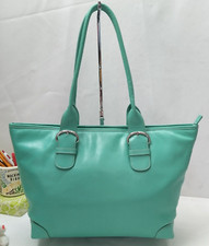 Nordstrom Turquoise Blue Leather Double Hanldes Tote Bag