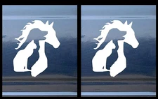 Pet Lover - Horse Dog Cat -  White Vinyl Decal, truck car window notebook laptop