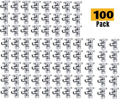 100Pcs Heavy Duty 1/4Turn Angle Stop Water shut off Ball Valve 5/8''OD x 3/8''Comp