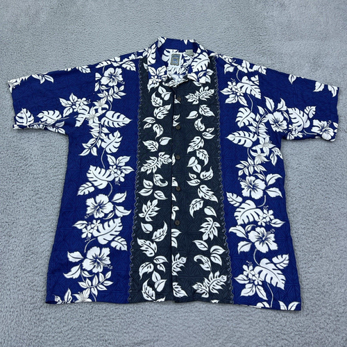 Ocean Current Herren Hawaii Hemd XL Blau Blumen Tropical Kurzarm Aloha