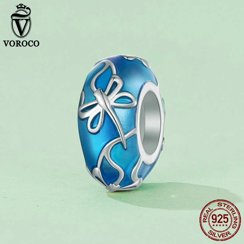 Voroco S925 Sterling Silver Feather Bracelet Bangle Charm CZ For