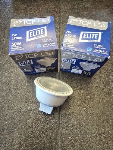 Lot 2-TCP Elite LED 7W 3000K 50W Halogen Replacement/ 25,000 Hours (500 Lumens) - Picture 2 of 6