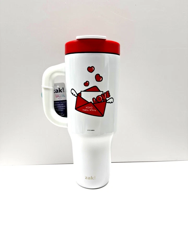 Taza de viaje Hello Kitty Love de Zak! Tapa para sorbo o pajita de vaso Designs 40 oz - nueva con etiquetas Foto 2 de 3