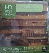 HD Designs Outdoor String Lights-Clear