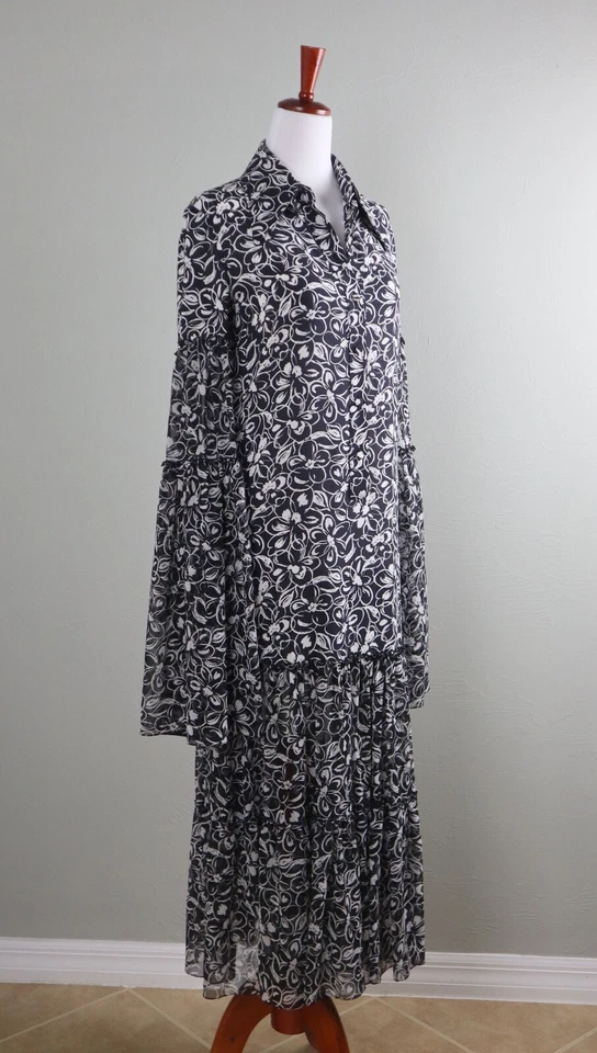 MICHAEL KORS Collection Italy $2,290 Floral 100% Silk Sheer Maxi Dress Size 2 - Image 2 of 4