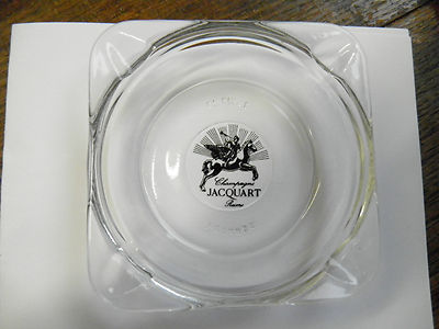 Small Glass Ashtray With Inscription On The Bottom '' CHAMPAGNE JACQUART REIMS ''