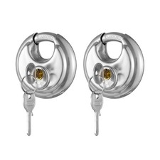 Keyed Alike Disc Padlock Stainless Steel Outdoor Storage Shed Garage Fence 2Pack