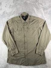 Eddie Bauer Shirt Mens Large Tall Green Travex Button Up Long Sleeve Vented