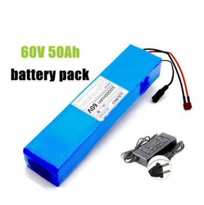 60V 16S2P 50Ah Rechargeable Li-ion Battery Pack 67.2V 50000mAh with BMS Charger