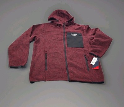 Reebok x Men's Lightweight Hooded Sweater Fleece Jacket Maroon Size XL NWT 