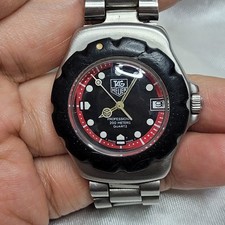 Vintage TAG Heuer Formula 1 Black Red Dial WA1214 Quartz Watch Replace Glass 35m