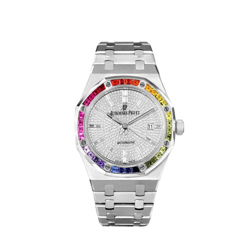 Audemars Piguet Royal Oak 15413BC.YY.1220BC.01 White Gold Rainbow Sapphires