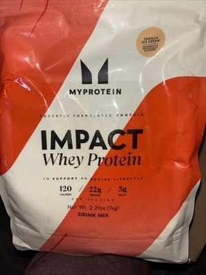 MyProtein Impact Whey Protein  2.2 Lbs Vanilla Ice Cream Drink Mix Best By 06/27