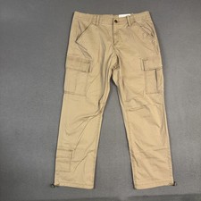Natural Reflections Canvas Utility Pants Womens 14 Brown Tan Relaxed Cargo NWT