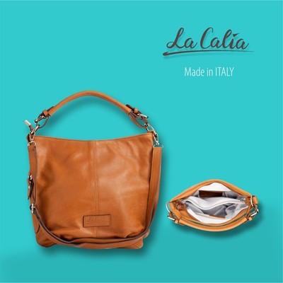 Lederhandtasche mittelbraun - cognacfarben - La Calia - Modell Francesca Neu