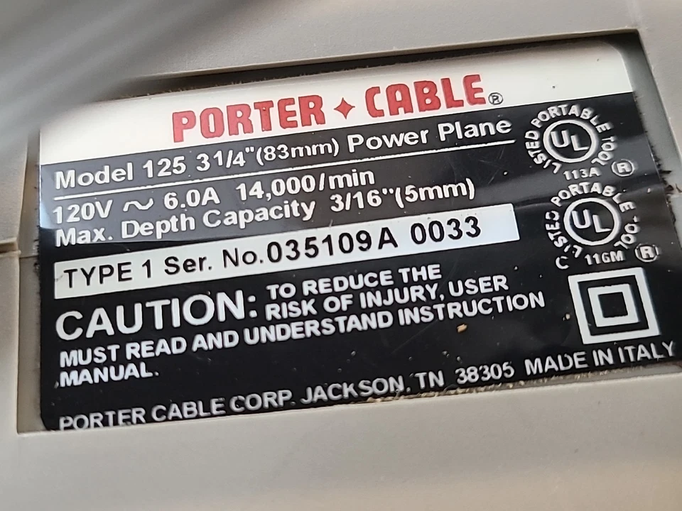Porter кабель 3-1/4» питания рубанок проводной ручной рубанок модель 125 6 ампер с лезвиями - Изображение 4 из 4