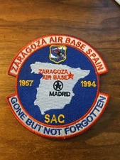 USAF PATCH, ZARAGOZA AIR BASE, SPAIN, 1957-1994, SAC BASE   Y