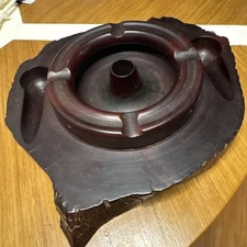 Vintage Pipe Ashtray Brier Teak Freeform Danish Esmeralda Argentina RARE Cigar