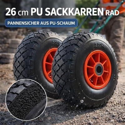 Ersatzrad PU 3.00-4 Reifen Ø 260 mm Vollgummi für Sackkarrenrad 1 oder 2 Stück