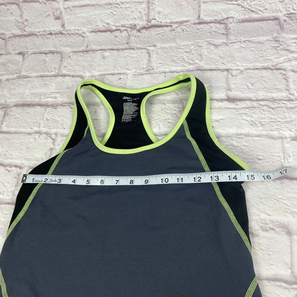 GapBody 背心上衣女式小号灰色霓虹绿色赛车运动锻炼健身房 — 第 4/4 张图片