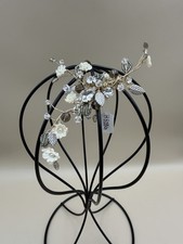 Bridal Hair Clip Floral Crystal Beaded Wedding Headpiece Gold Tone