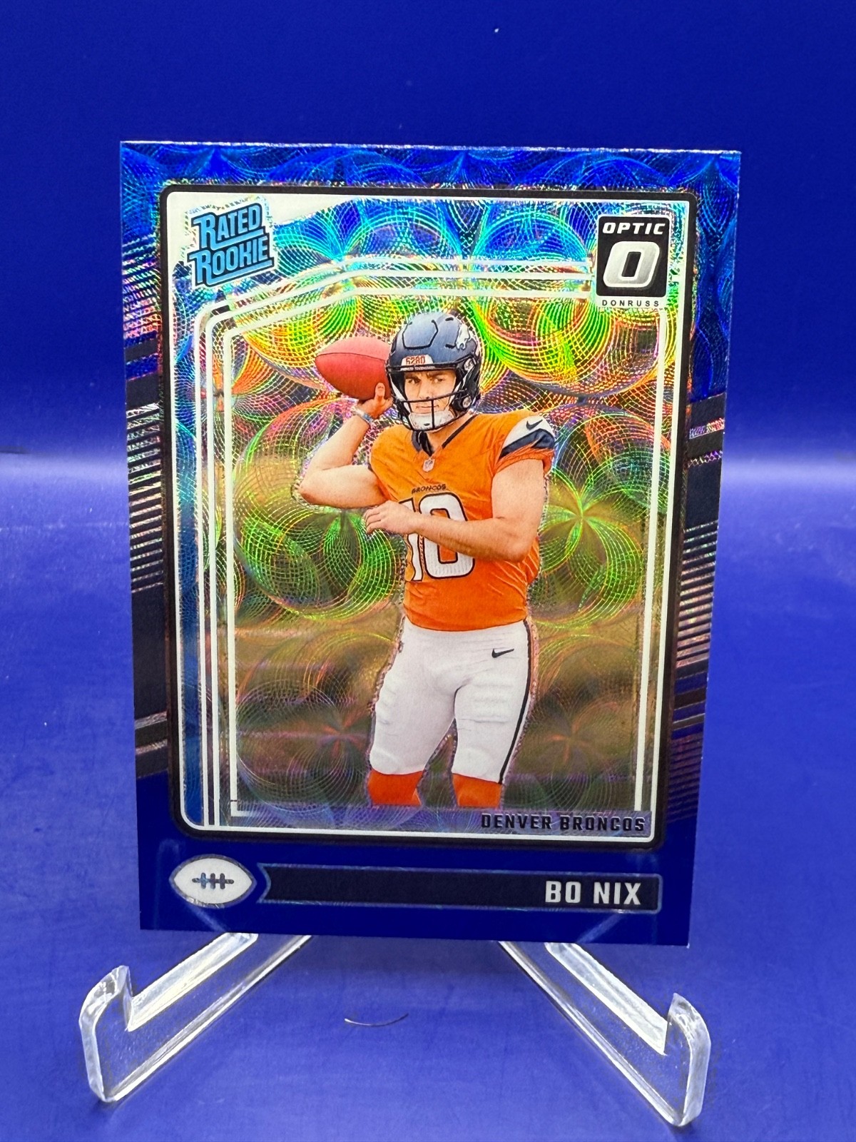 2024 Panini Donruss Optic - Rated Rookie Bo Nix #209 Blue Scope Prizm (RC)