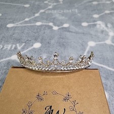 Bridal Princess Crystal Tiara Wedding Crown Veil Hair Accessory Silver New In Bx
