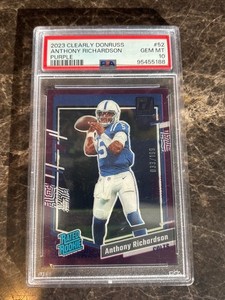 2023 Panini Clearly Donruss #52 Anthony Richardson Purple /199 RC PSA 10 PMJS