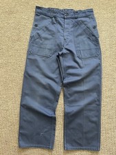 70-80s Vintage French Faded Blue Faded Cotton Works Chore Distressed Pants