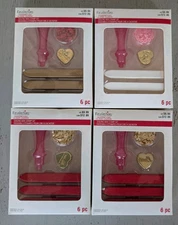 4 Sealing Wax Stamp Sets With 12 Total Wax Sticks, Stamps, And Gold Foil Flakes