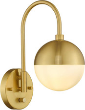 Modern Wall Lamp with White Globe Glass, Gold Wall Sconce Wall Light with Brushe
