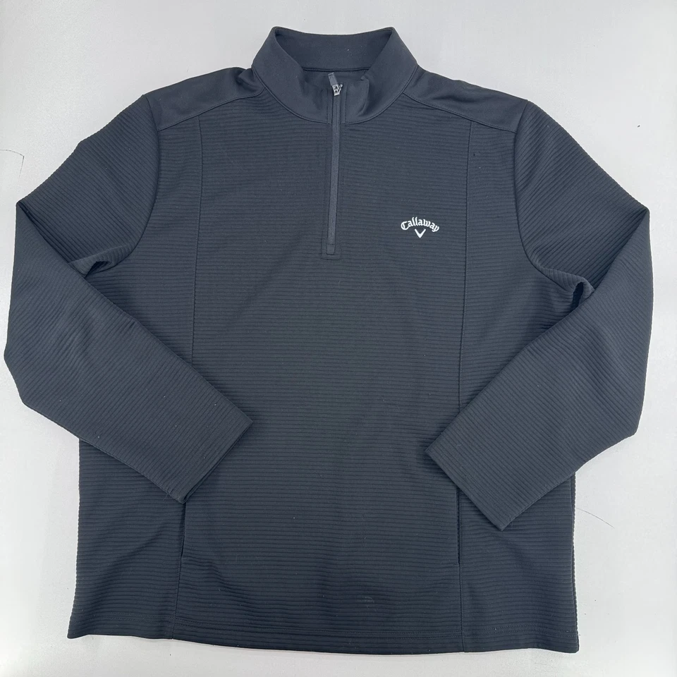 Camisa Pullover de Golf Callaway Opti Dri PARA HOMBRES Negra 1/4 Cremallera Manga Larga TALLA XL Foto 2 de 4