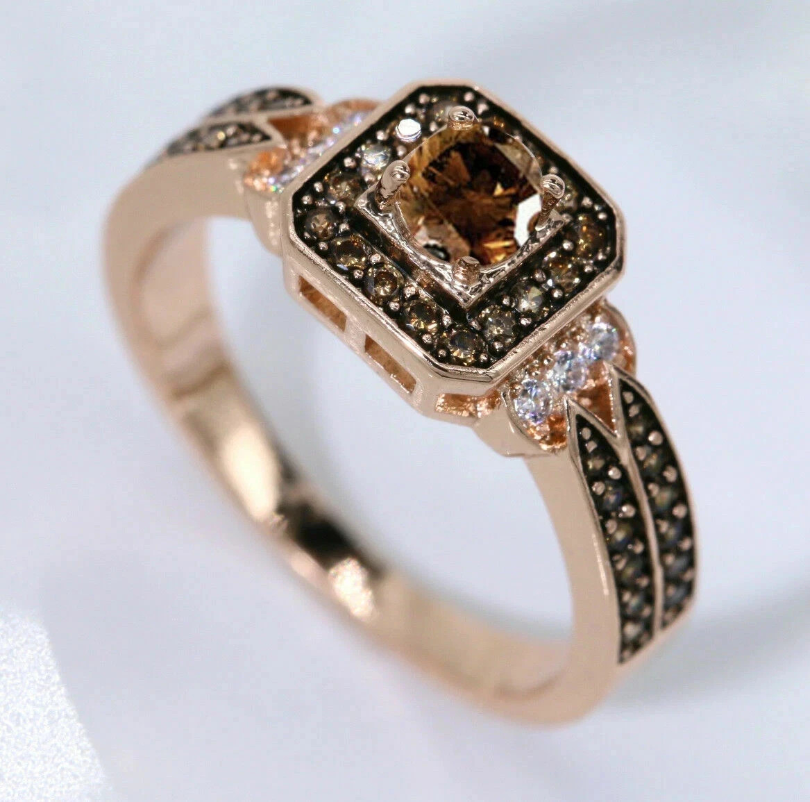 2Ct Round Cut Lab-Created Chocolate Diamond Engagement Ring 14K Rose Gold Plated