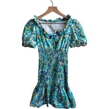 ZARA Floral Smocked Ruffle Puff Sleeve Mini dress XS