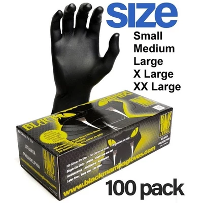 BLACKMAMBA Black Mamba Super Strong Mechanics Workshop Disposable Nitrile Gloves ALL SIZES