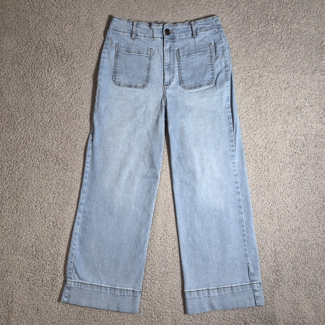 Bagatelle Jeans Womens 30 (Fits 28x26) Wide Leg Cropped Patch Pocket Boho Casual