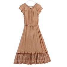 Universal Thread Womens Cottage Peasant Tiered Maxi Dress M Peach Pink Floral
