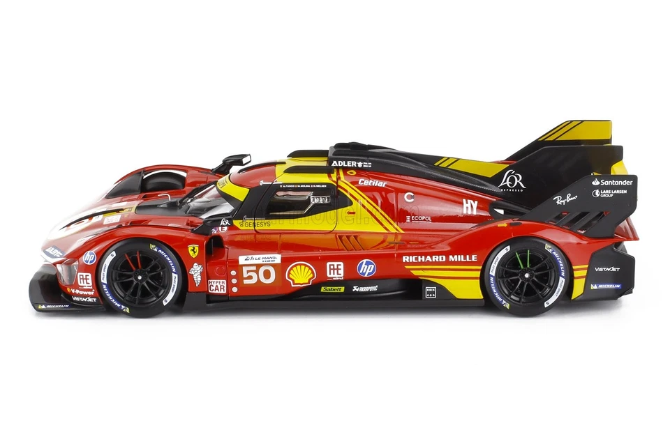 MODELLINO AUTO STATICO BURAGO FERRARI 499P LE MANS 2024 FUOCO CON VETRINA 1/18 - Immagine 4 di 4