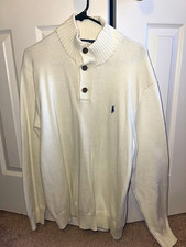 Polo Ralph Lauren Ivory Solid Mock Neck Cotto...