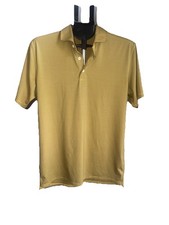 Holderness Bourne Polo Golf Shirt Mens M Gold/Purple Striped Tailored Fit