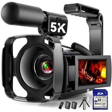 5K Video Camera Camcorder, 64MP Video Cameras for Filming with 3" 270  Rotata...