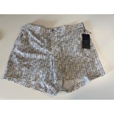VRST Mens 5" Resort Short Print White Silver Stamped Geo Large New NWT