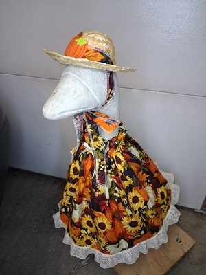 Orange & White Pumpkins 23''-28'' Cement, Concrete Or Plastic Goose Clothes Outfit