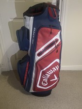 Callaway Chev Org Cart Golf Bag White/Navy/Red 14-Way Dividers Rain Cover VGC